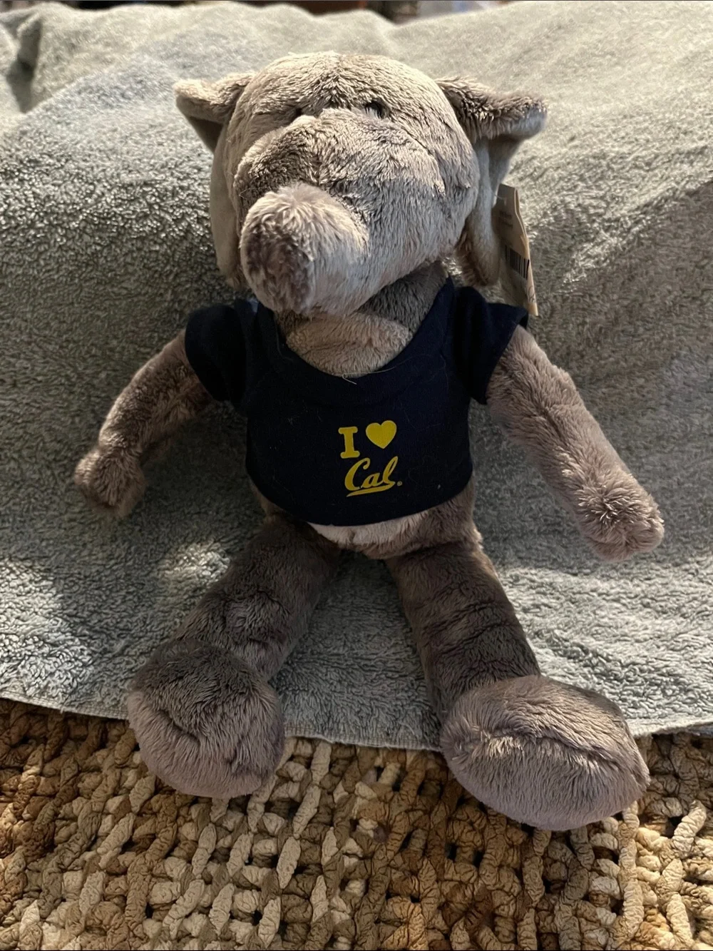 NWT I ♥ Cal Grey Plush Elephant with Navy T‑Shirt